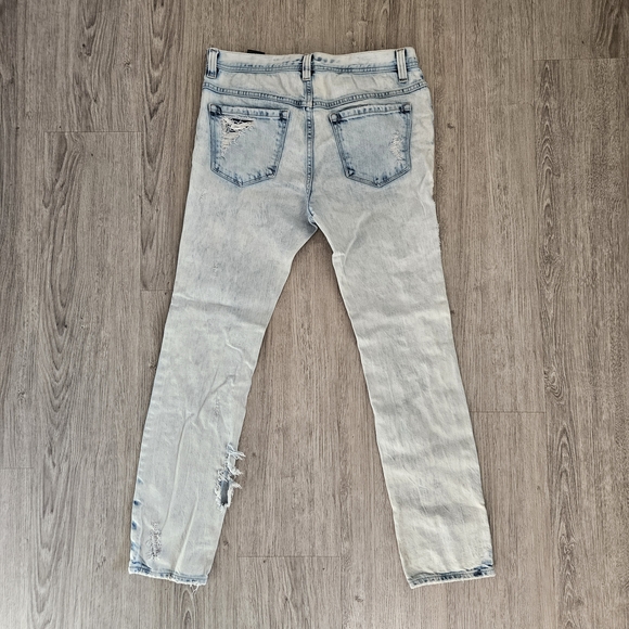 Ninth Hall Heavily Distressed 28w 'Lure' Slim Jeans in Light Blue - Picture 2 of 15